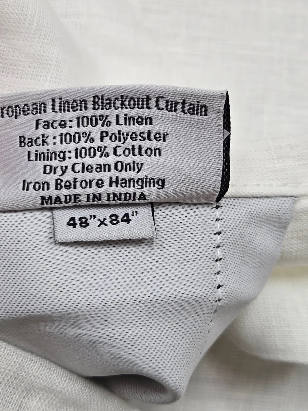 NWT QUINCE Set Of 2 48x84 European Linen True Blackout Curtains White 9367